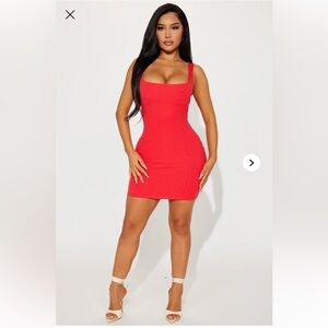 Fashion nova Cine ribbed mini dress red size L